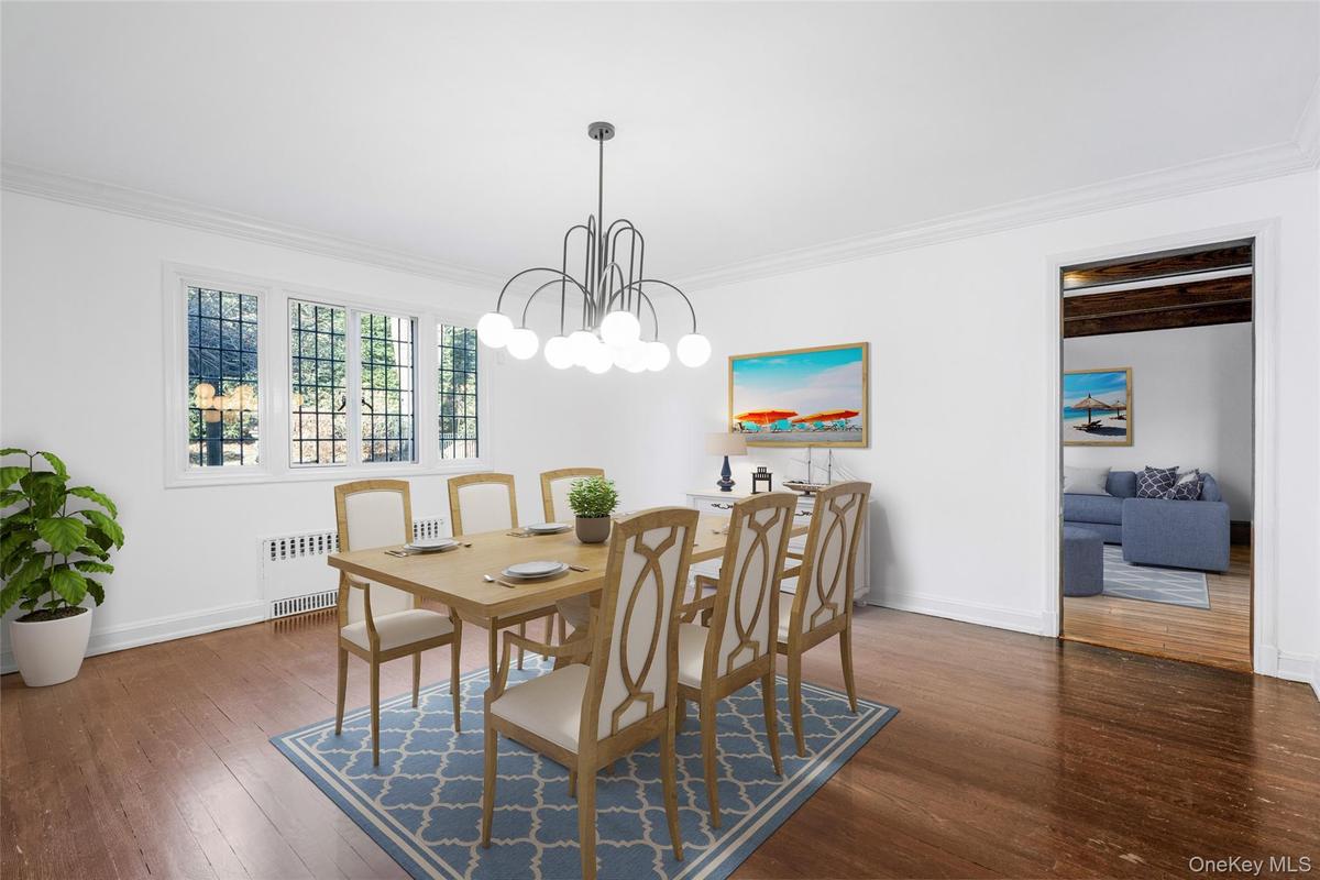 Virtually staged dining room.