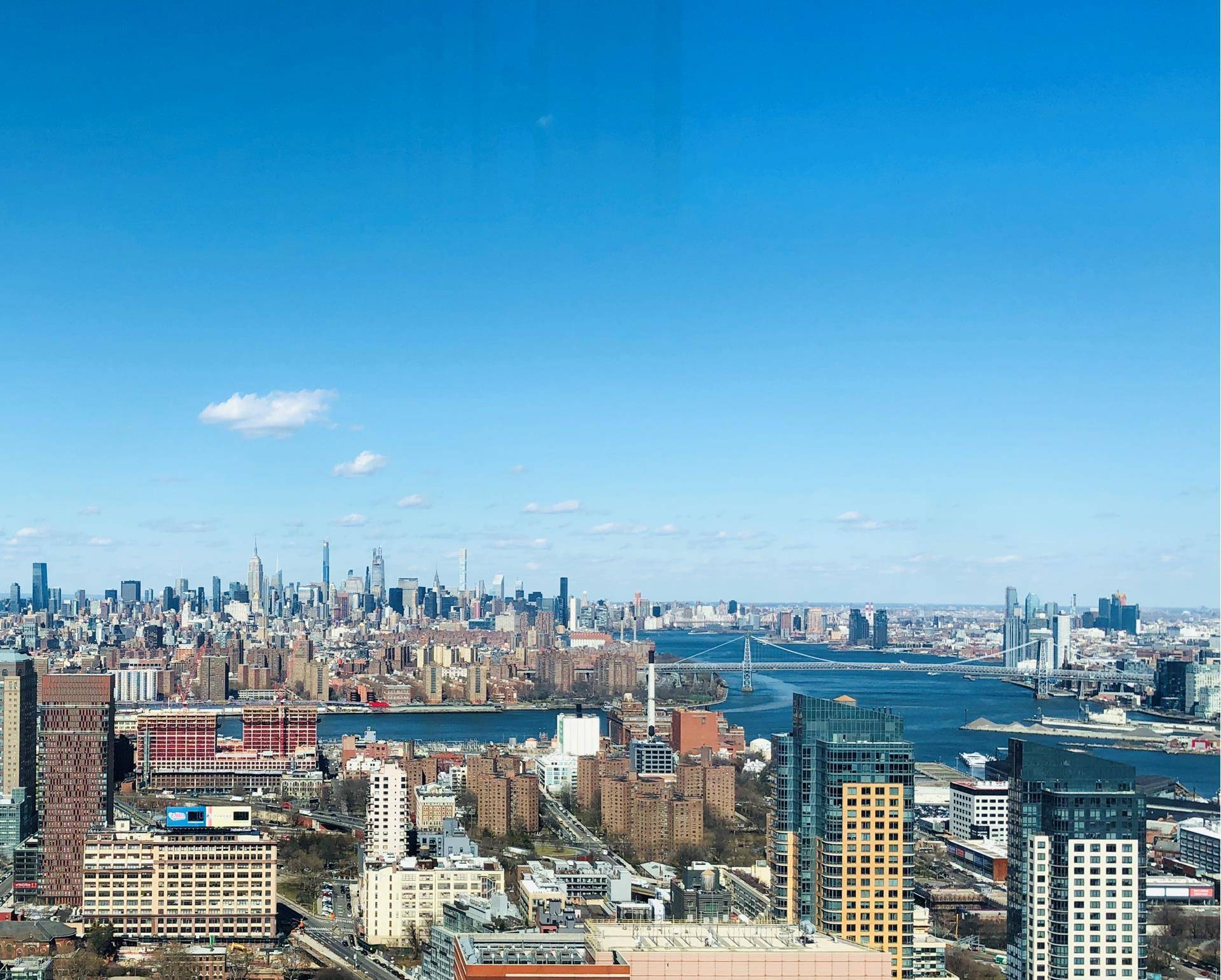 This glorious 50th Floor Immaculate corner Penthouse Home re sale offers three stunning exposures of views of Brooklyn, Northern Manhattan and beyond.