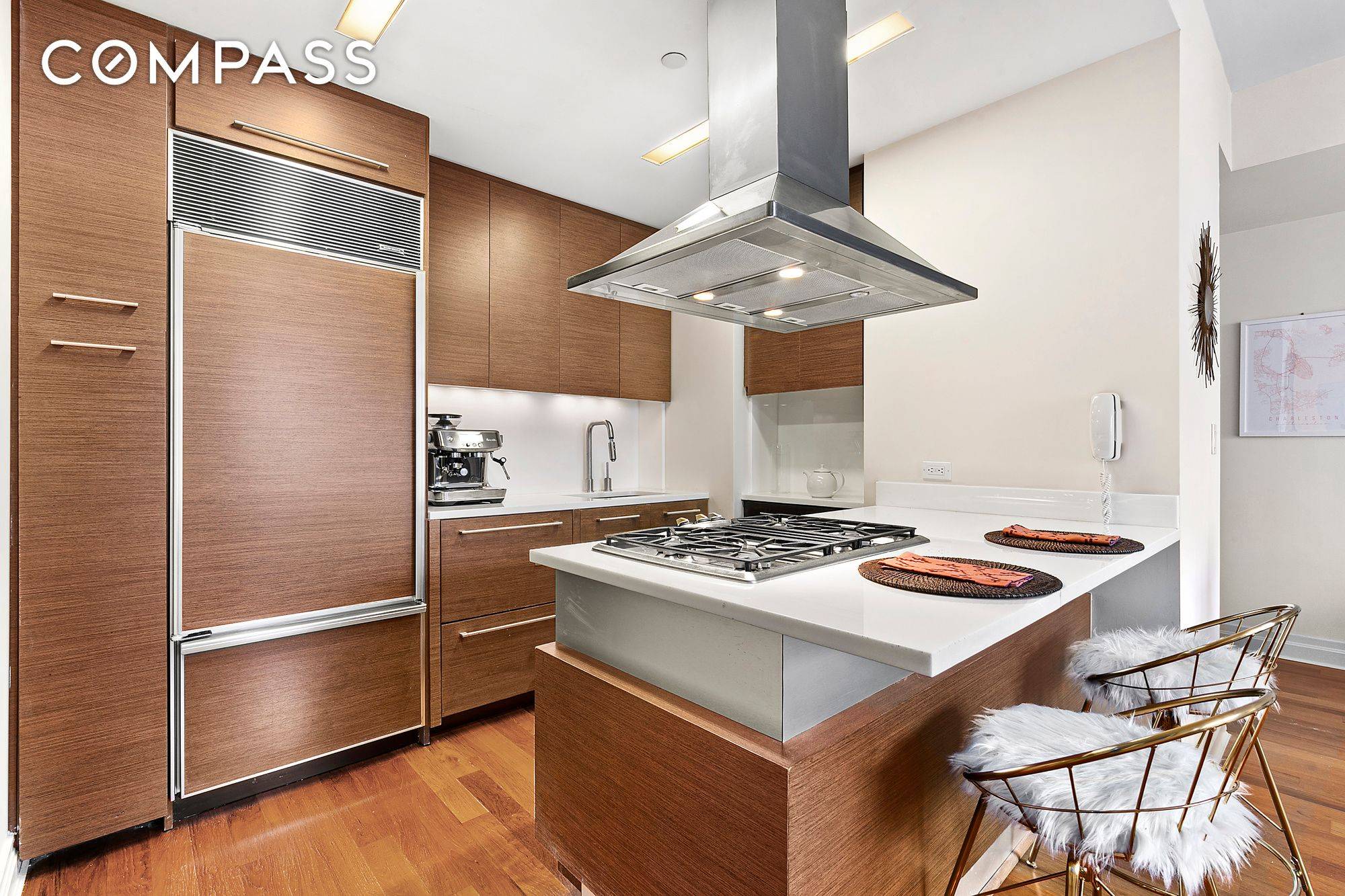 Clean and Bright new construction one bedroom apartment with Empire State Building views through floor to ceiling glass windows !