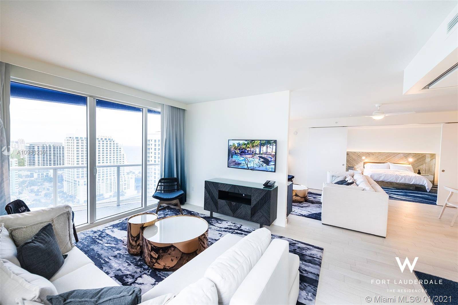 Fully furnished, beautifully decorated, move in ready 2 bedroom plus den 2 bathroom corner residence at the W Residences Fort Lauderdale.