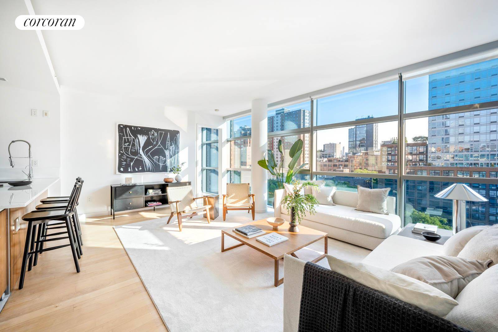 On the most prime West Chelsea block, this 3 bedroom 3 bathroom penthouse condominium is flanked by southern and northern views that capture the West Chelsea skyline, Midtown and beyond.
