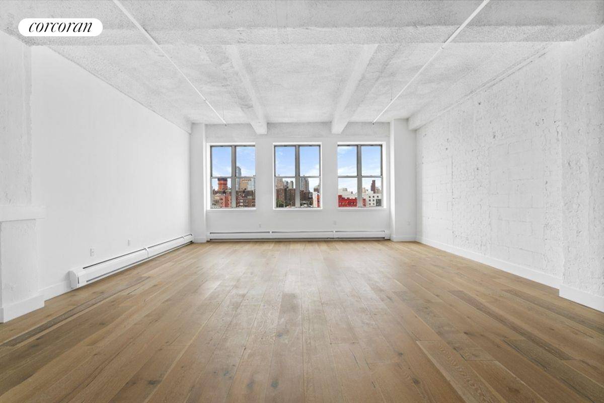 New availability ! This spacious Gallery Loft with open view of Downtown Brooklyn and Fort Greene Park has an eat in kitchen, high ceilings and extra large windows.