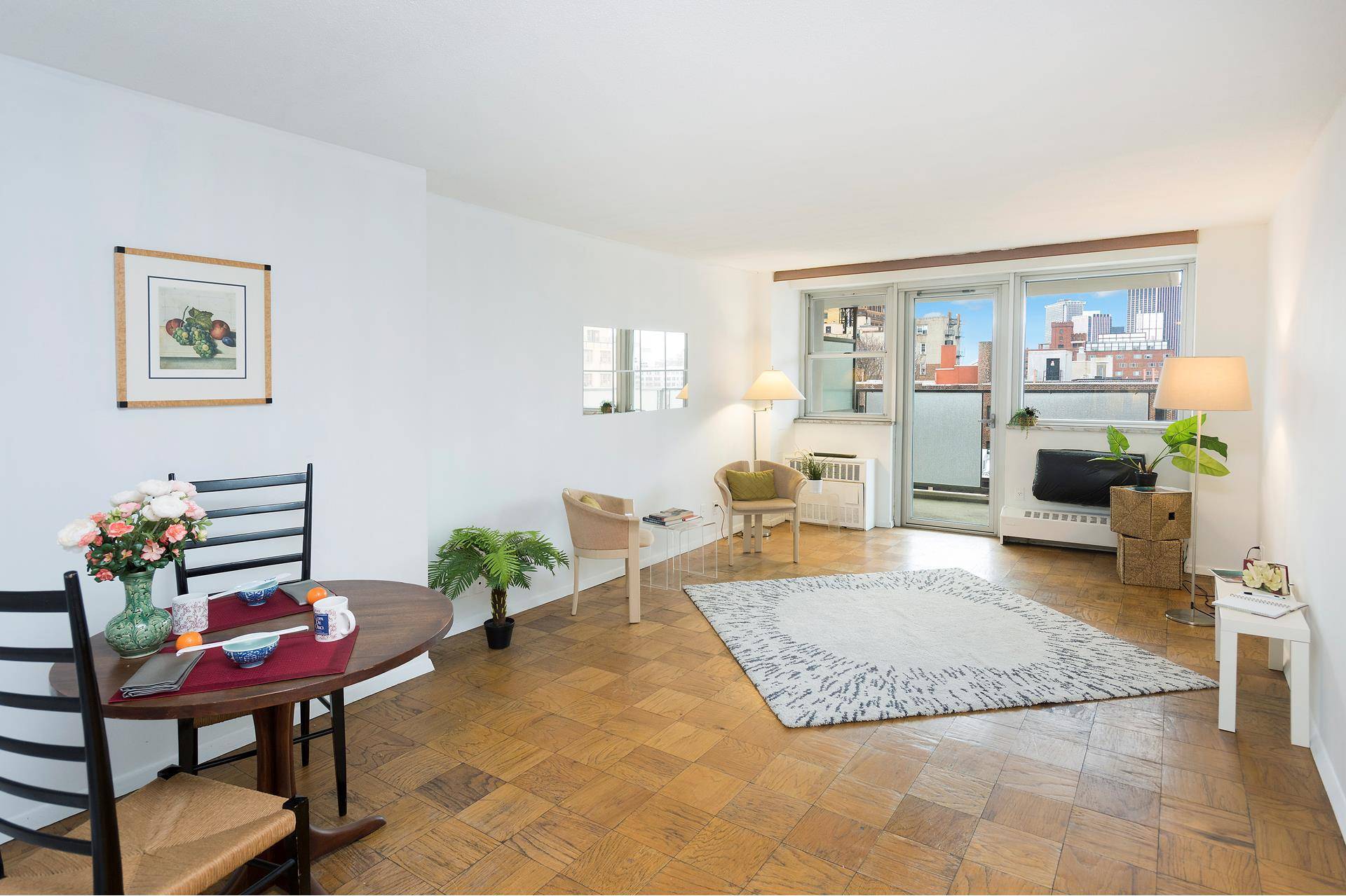 Panoramic Skyline Views. Sun splashed Extra Large 1 BR with private terrace facing West.