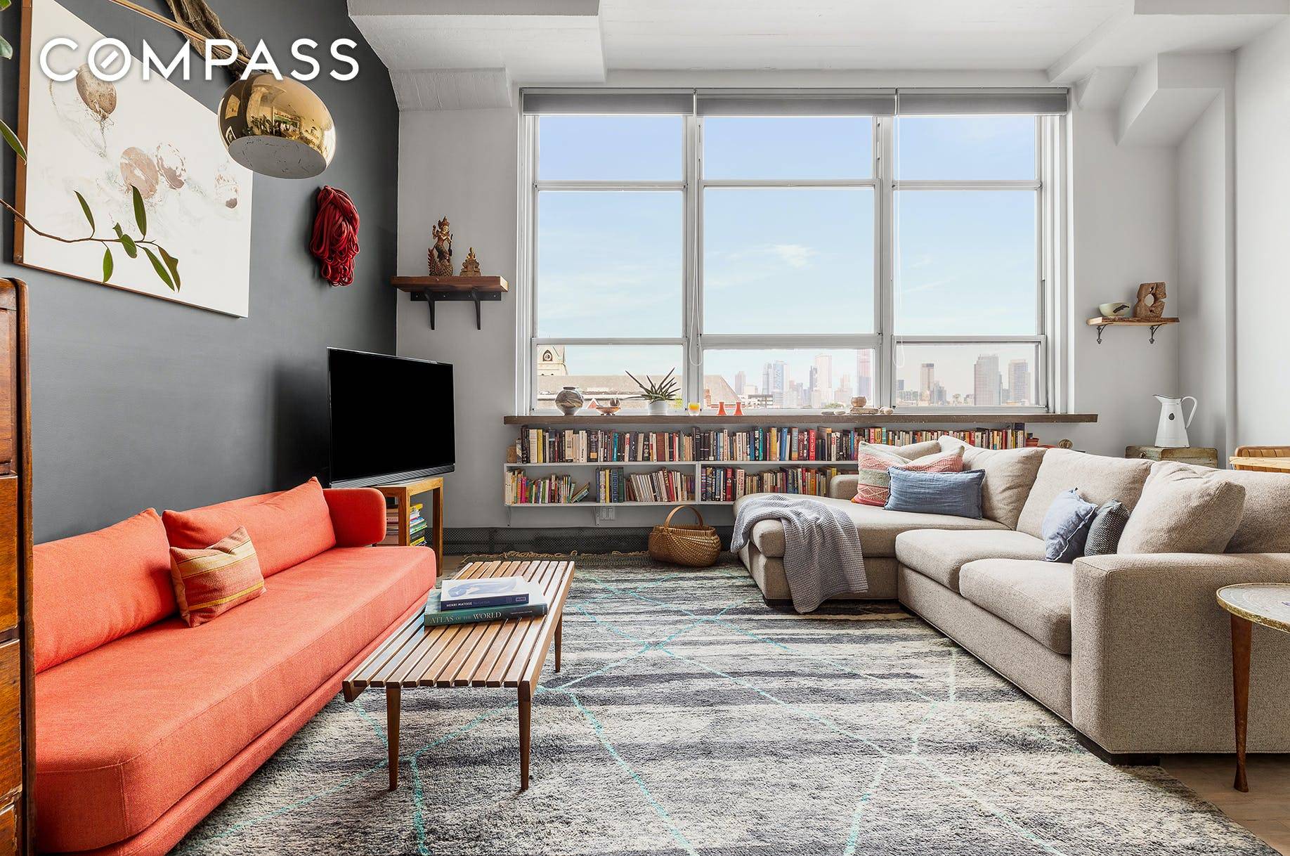 Eclectic Design and Extraordinary Views, this two bedroom, one bathroom loft is the epitome of Brooklyn cool.