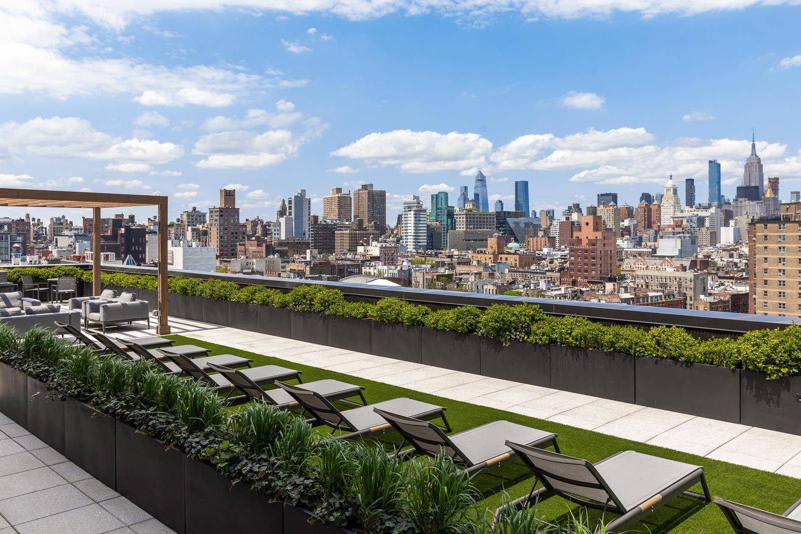 Residence 5F is a sunny, 681 square foot one bedroom with one full bath and Empire State Building views to the north through oversized casement windows surrounded in bronze, spilling ...