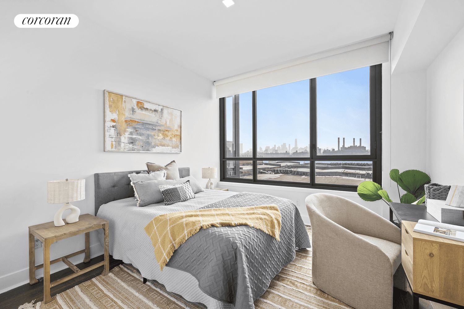Unit 5D at 50 Greenpoint is a spacious duplex two bedroom home boasting double height ceilings and a wall of floor to ceiling windows, giving dramatic views of the East ...