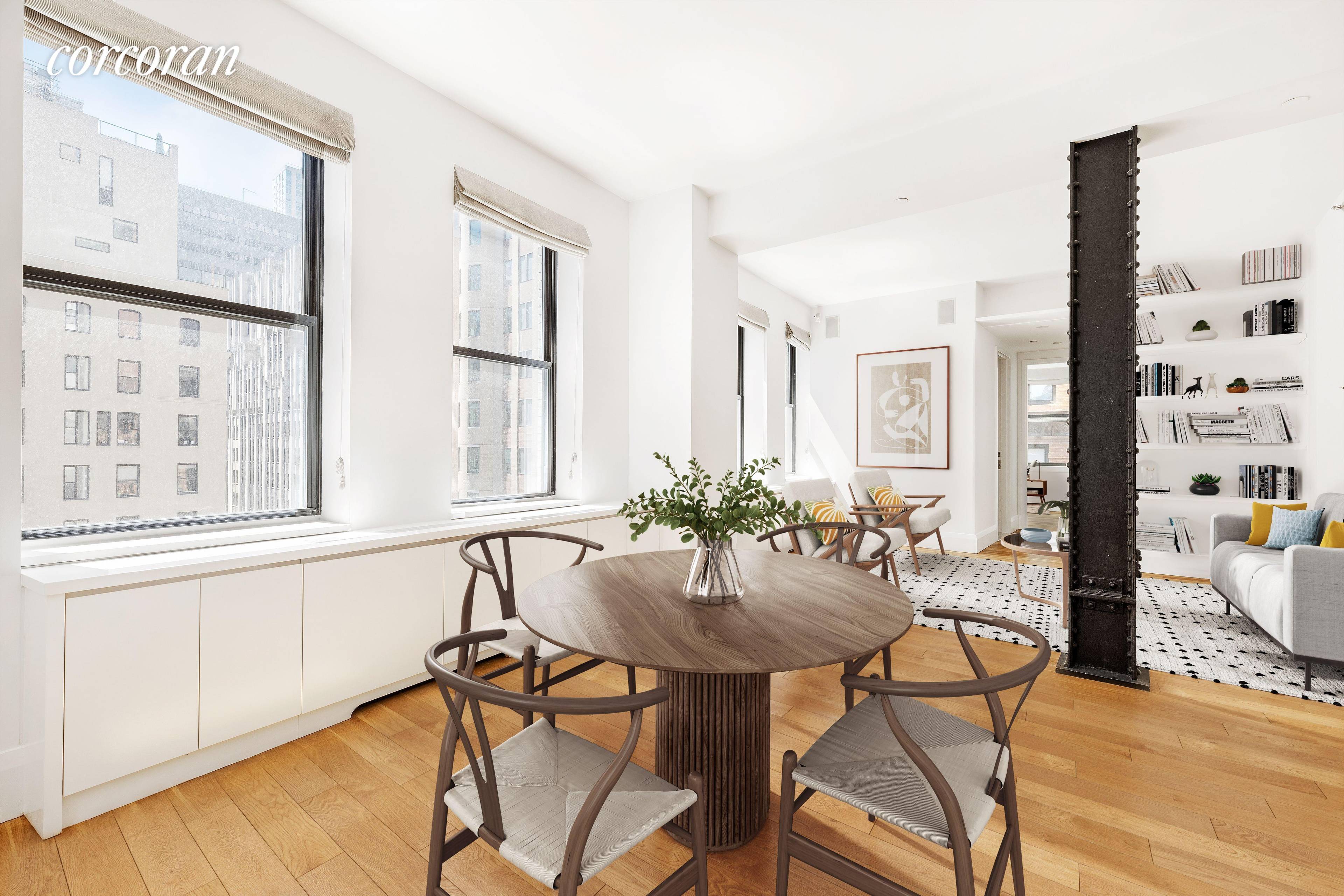 NO FEEExpertly crafted by acclaimed Sarah Magness Design, this open plan 2 bedroom loft at 71 Nassau Street, 10C is located in a beautiful Beaux Arts building on a historic ...