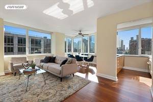 Enjoy stunning views of the Hudson River from this high floor corner two bedroom, two bathroom apartment.