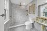 Upated Primary bathroom with tiled carrera Mable