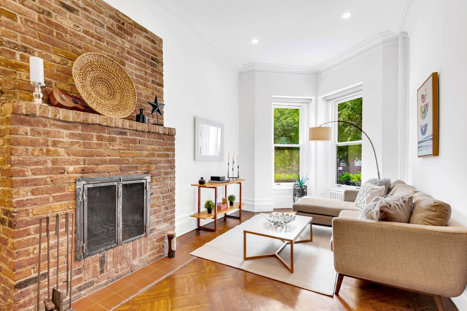 Spacious parlor level floor through apartment with a private terrace and home office on a beautiful Park Slope block.