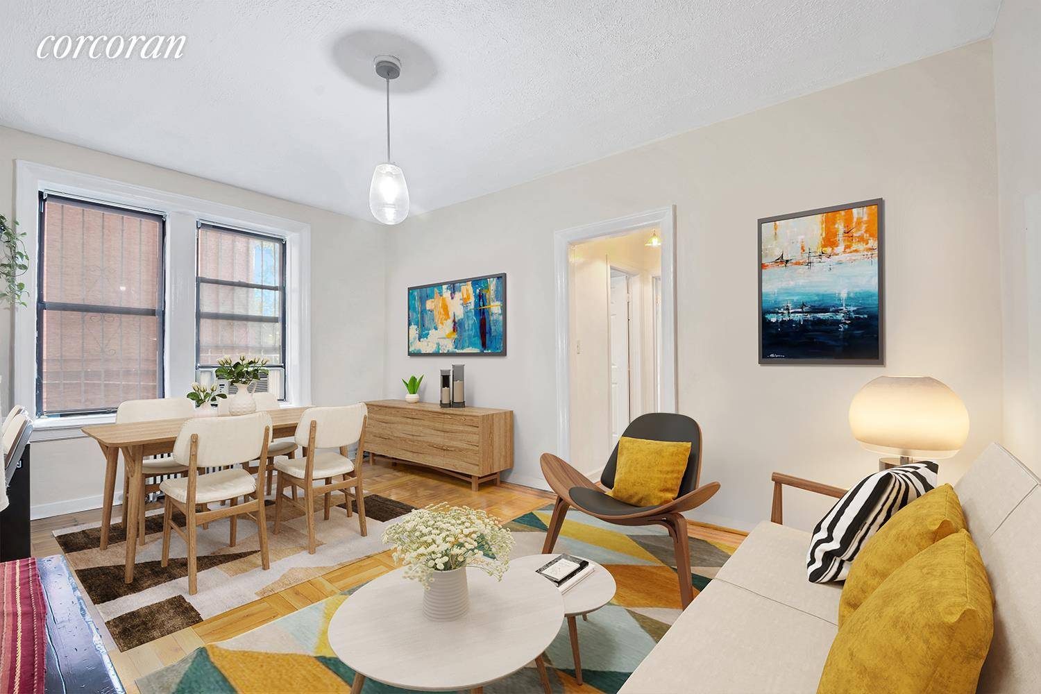 Facing a New York green space on the back of this wonderful co op, this second level apartment is a true two bedroom home.