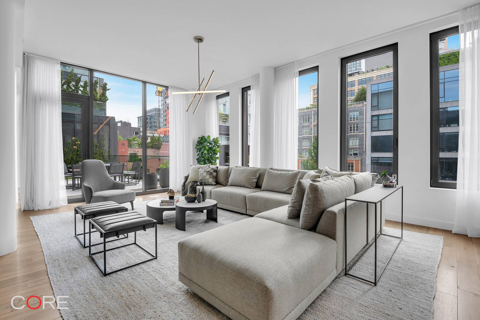 Penthouse 3 at 15 Renwick features a 4 bedroom, 5 bathroom layout with an open flow living room, sprawling terraces and oversized windows throughout.