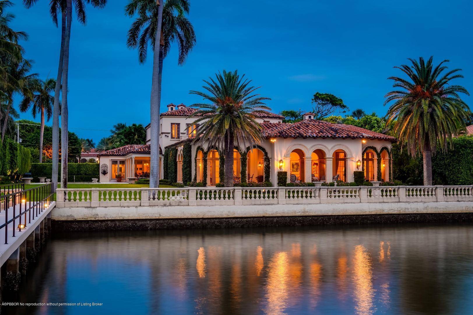 Spectacular Maurice Fatio designed Mediterranean Estate on the Intracoastal with gorgeous architectural detailing.