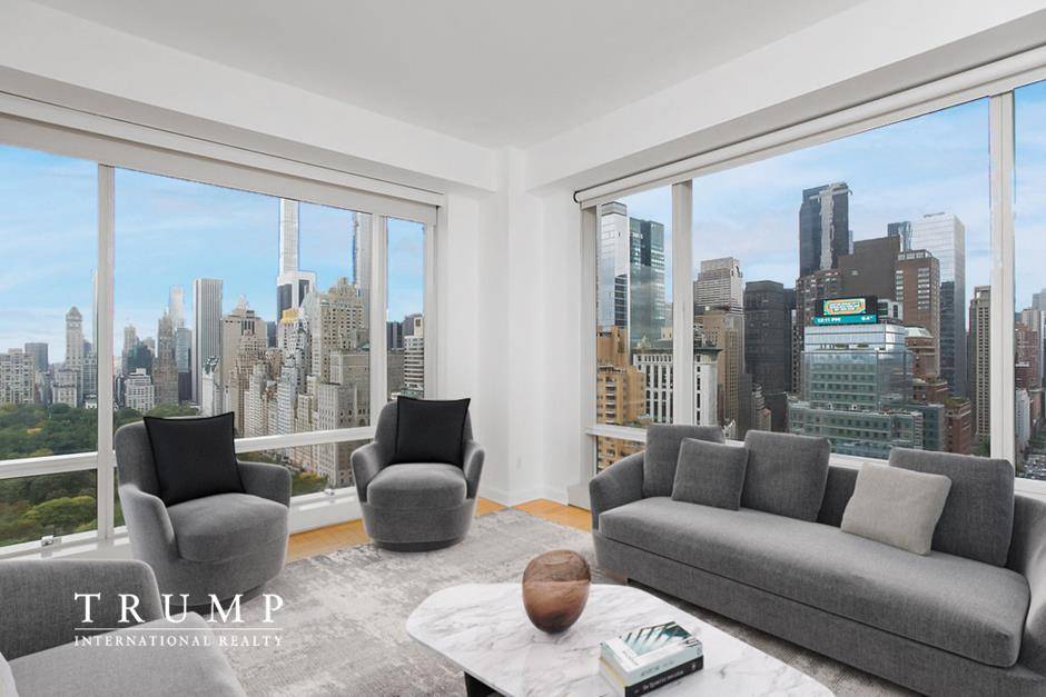 Lovely 2 bedroom, 2. 5 bathroom unit with views of Central Park and Columbus Circle !
