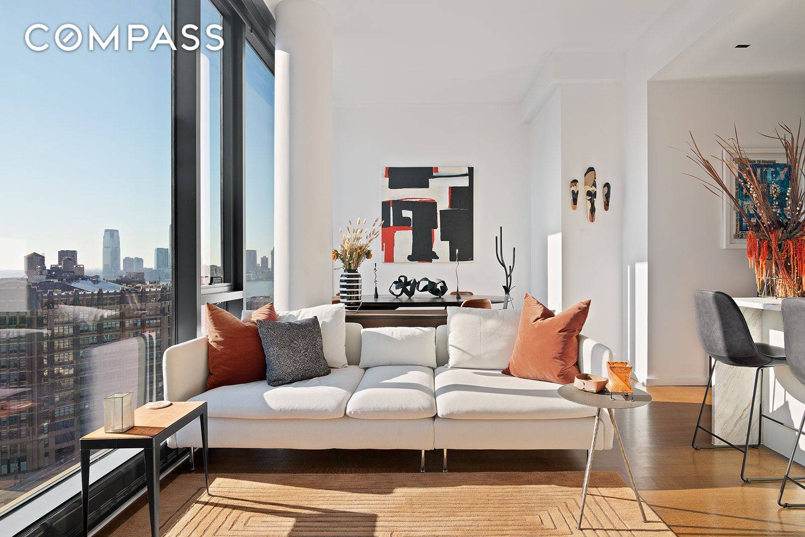 Embrace iconic skyline views and stunning designer interiors in this breathtaking, beautifully furnished two bedroom, two and a half bathroom residence nestled in Hudson Square's newest full service luxury condominium.