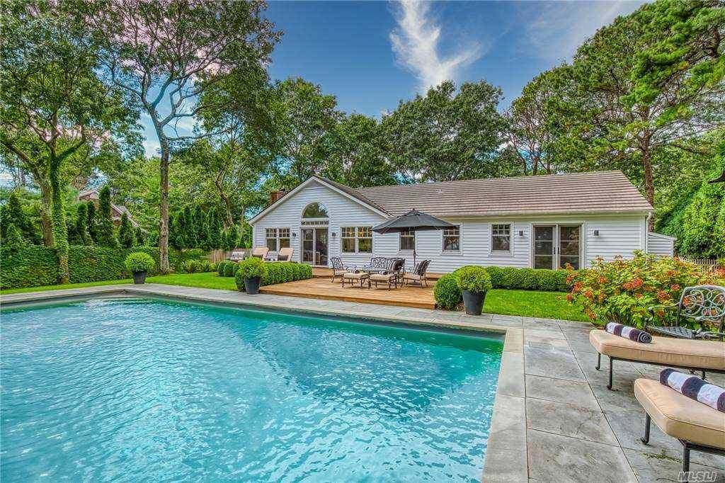 Beautiful, open layout home, idyllic pool and garden, perfectly located in Hamptons near pristine Wainscott Beach.