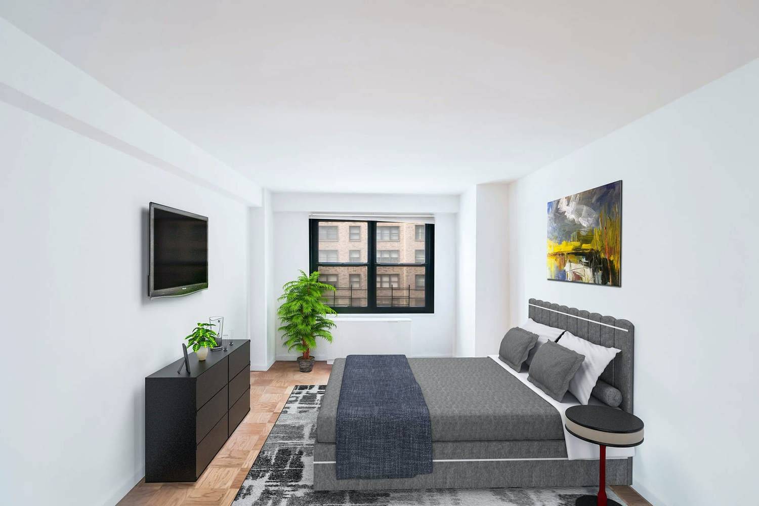 This True One Bedroom faces 57th St with open views and great natural light.