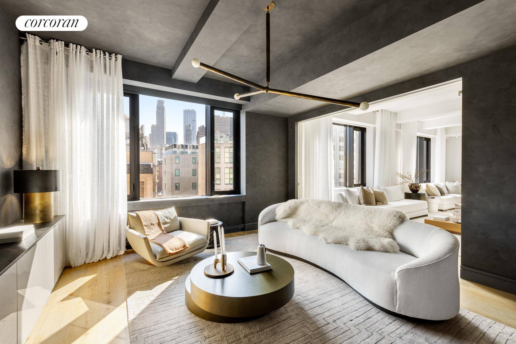 You've reached the pinnacle of contemporary Tribeca living in this sprawling five bedroom, six and a half bathroom luxury penthouse featuring magazine worthy designer interiors and two en suite primary ...