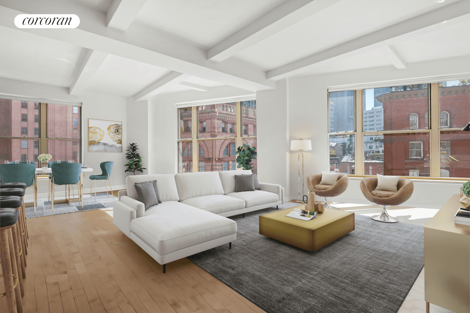 Welcome to 166 Duane Street, Apartment 5A a luxurious and oversized 3 Bedroom Loft overlooking Duane Park in the heart of Tribeca !