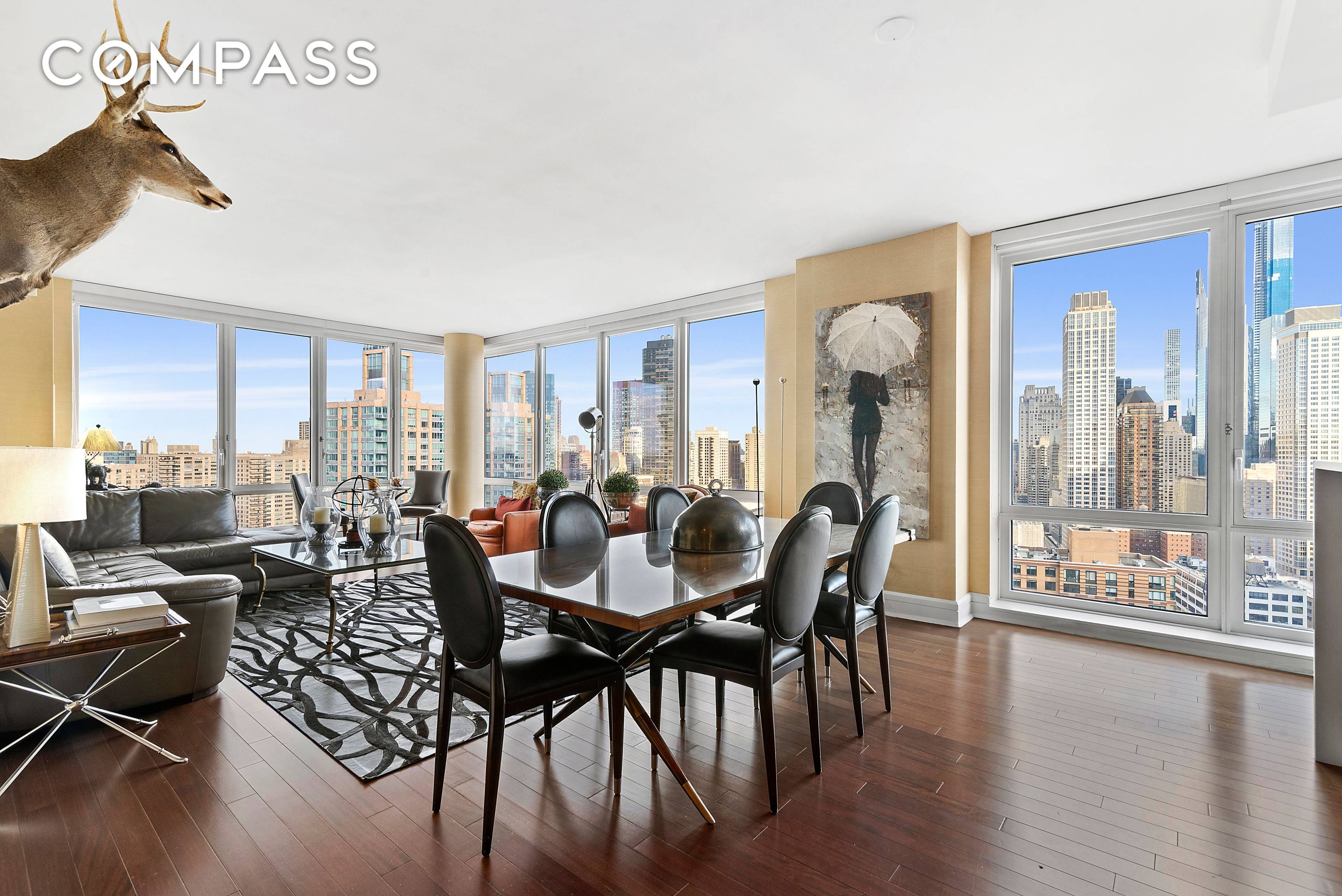 ONLY RENTED FURNISHED Short term rental 3 6 months This fully furnished 3 bedroom, 3 bath residence boasts expansive New York City skyline and Hudson River views.