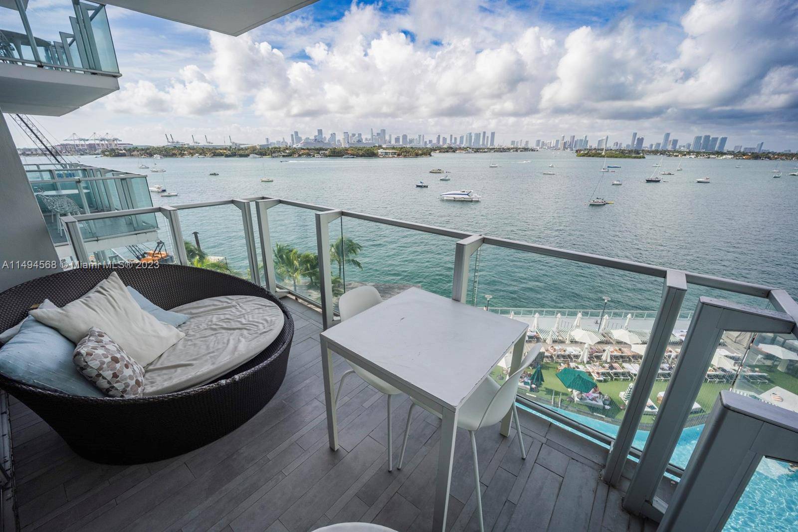 This unit is located at the luxurious Mondrian South Beach.