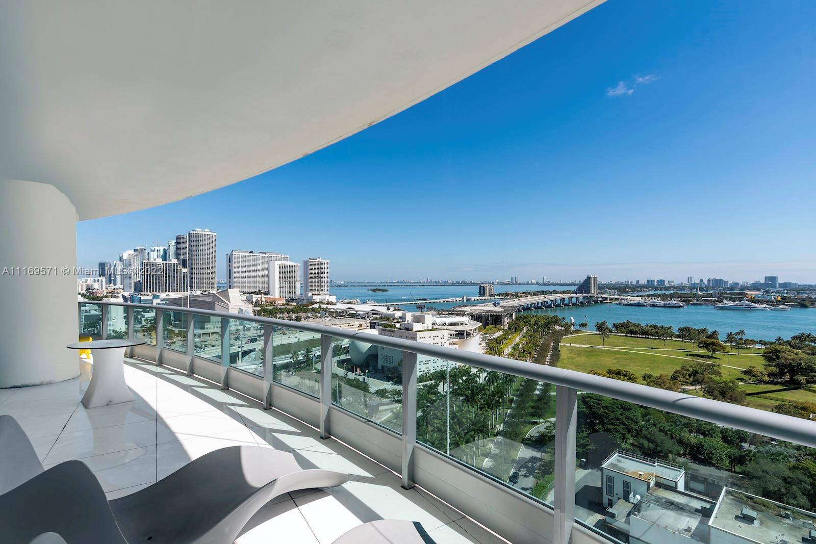 Stunning furnished 3 bedrooms plus den and 4 full bathrooms with amazing views of South Beach, Port of Miami and the ocean !