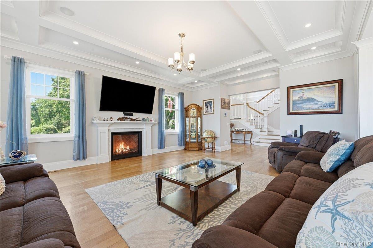 Spacious Den With Coffered Ceilings