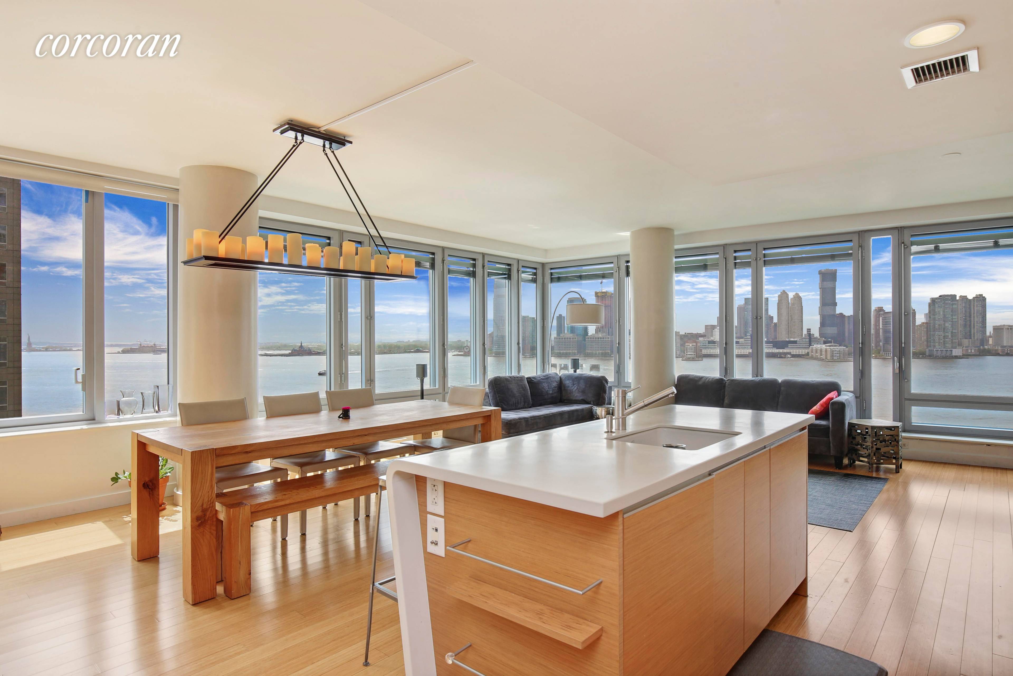 This is One of The Best Massive 3 Bedrooms 4 Bathrooms with Unobstructed Hudson River and Statue of Liberty Views !