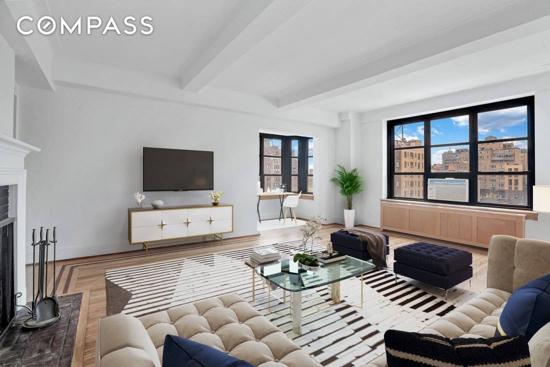 A very spacious, beautiful and bright pre war apartment with a working fireplace at Gramercy House the highly sought after Art Deco coop on East 22nd Street.