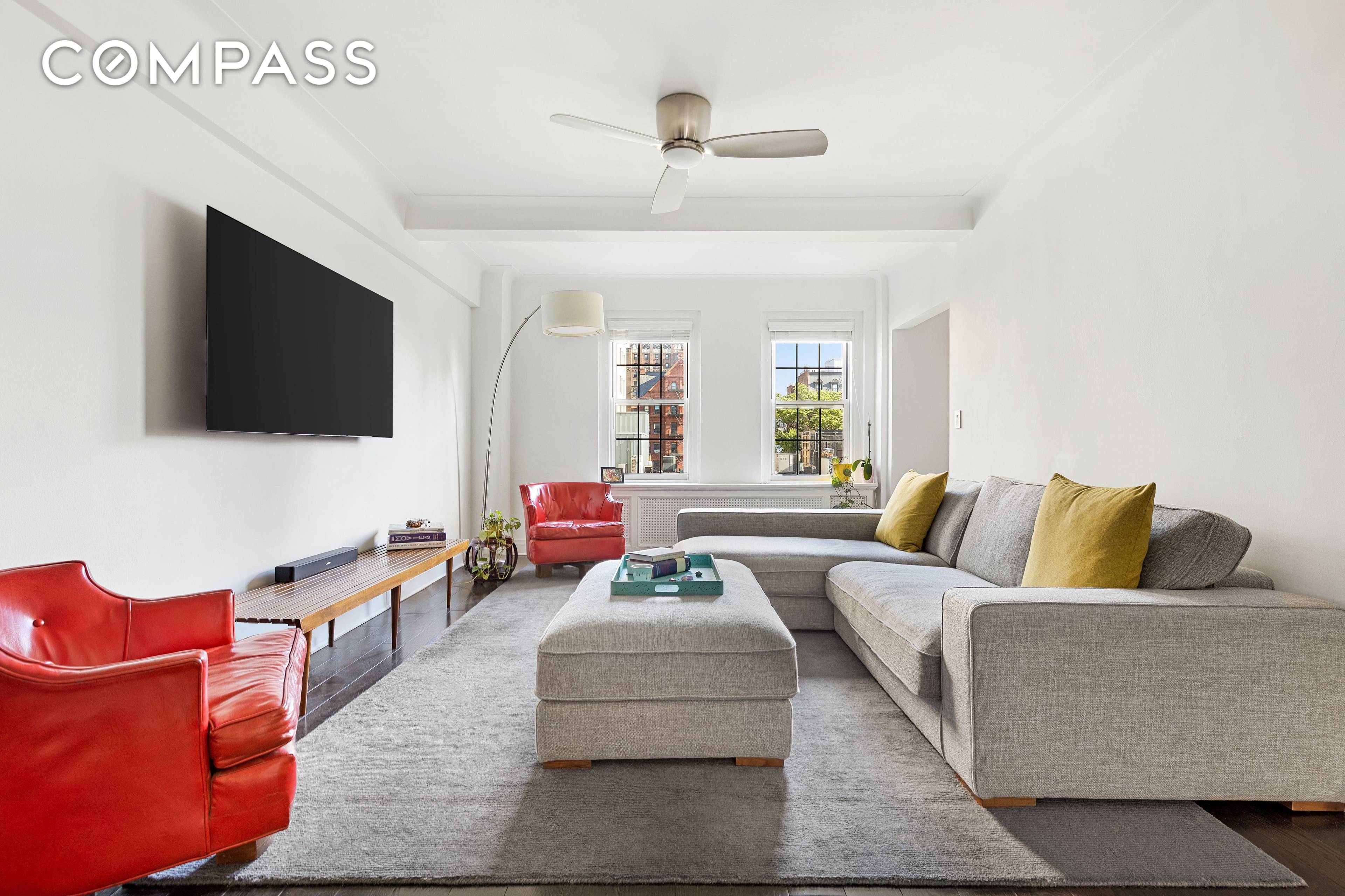 Residence 7AB is bright, airy, renovated two bedroom two bathroom home on a prime block in Brooklyn Heights.