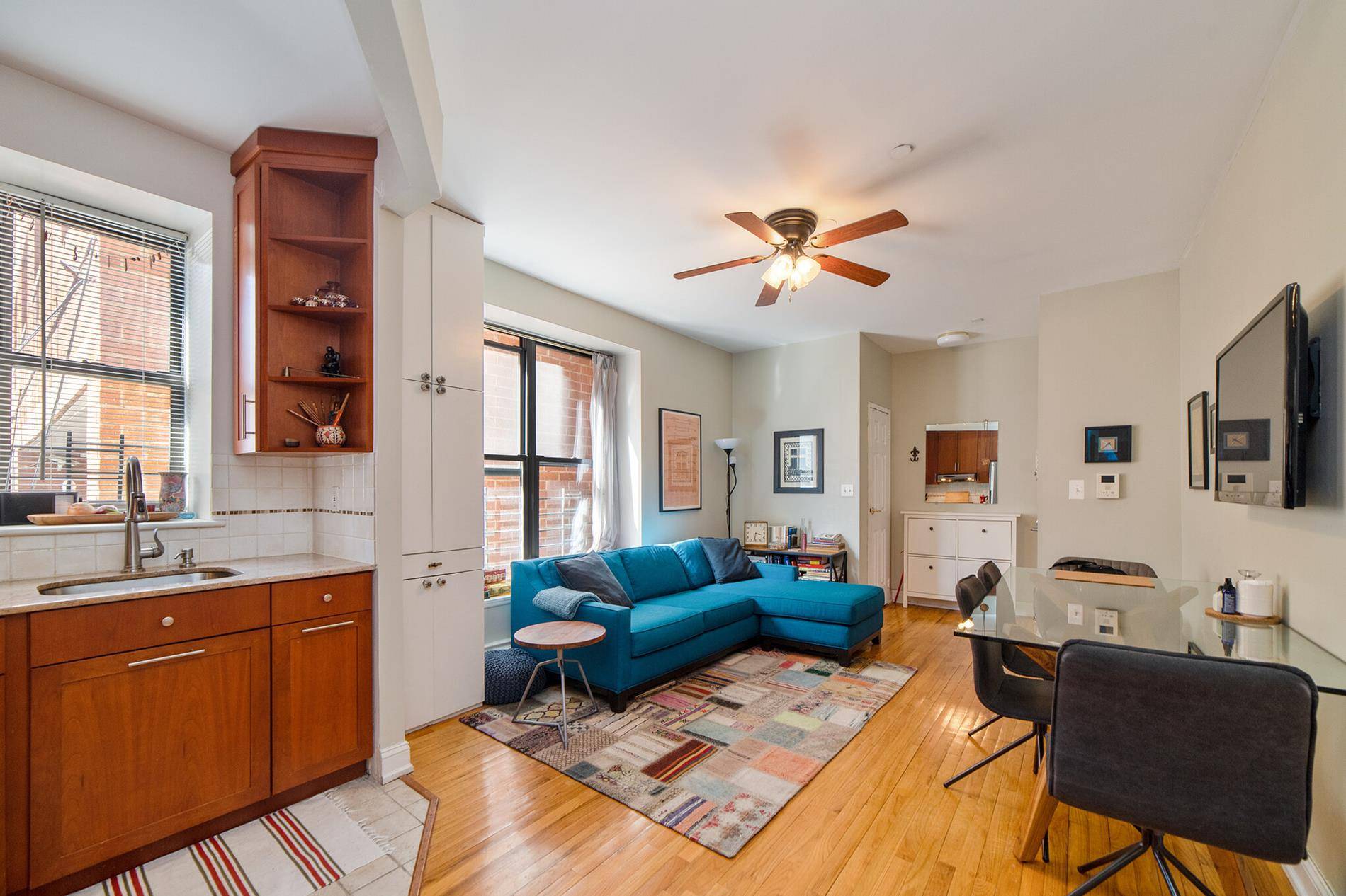 One Bedroom 1 Bath with open layout on the first floor of a 5 story South Harlem HDFC Townhouse.