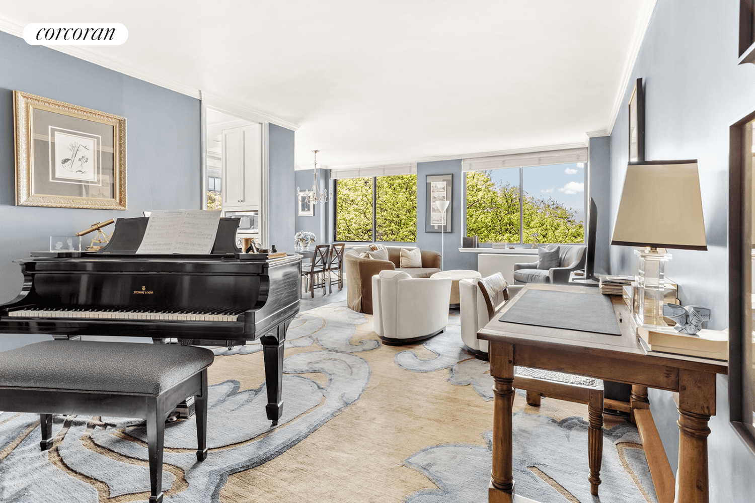 Welcome to this extraordinary dream home situated in a coveted corner location, offering breathtaking views of the Hudson River, Statue of Liberty, and the expansive Southern Skies.