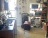 Kitchen with stainless steel microwave