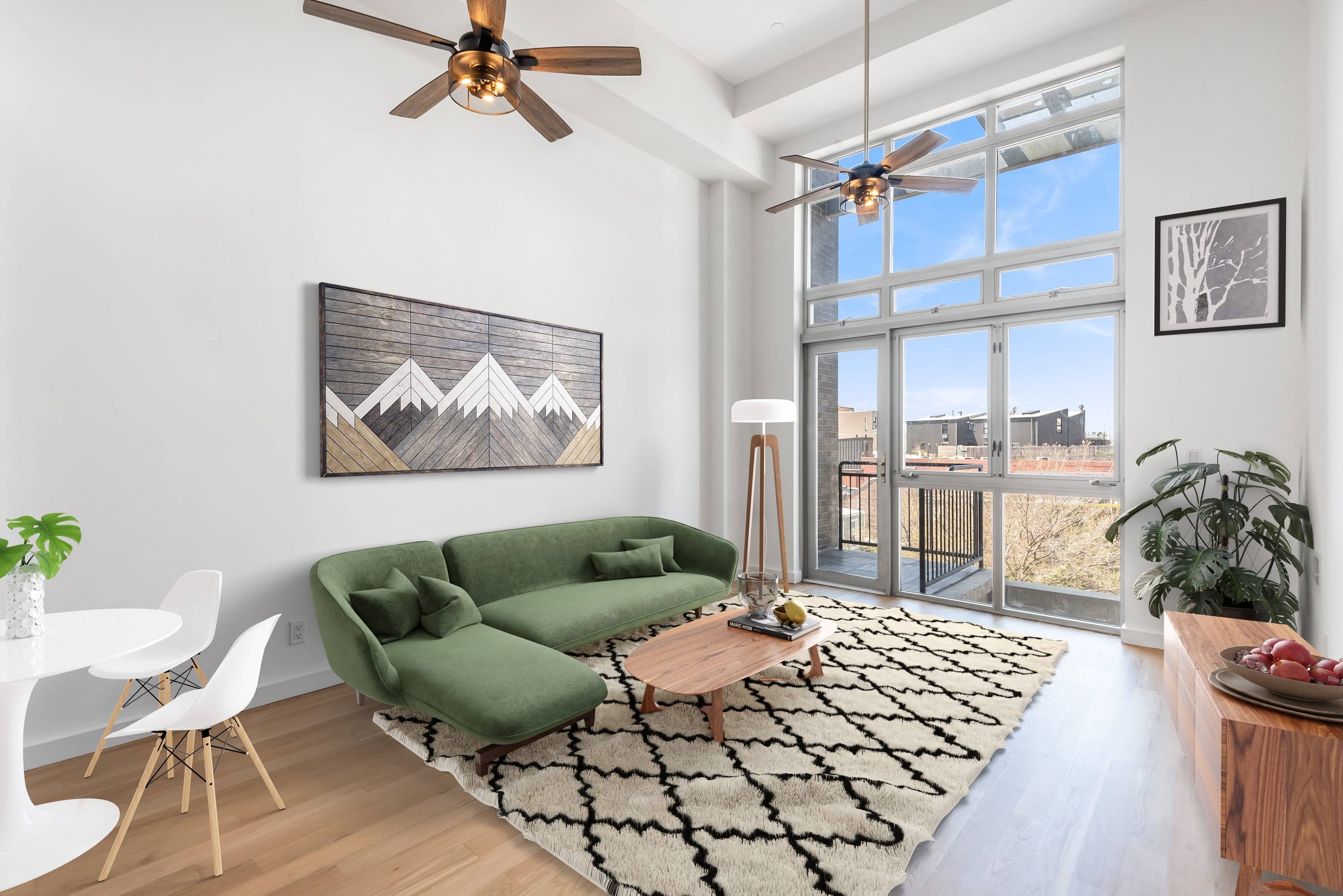 Expansive Williamsburg one bedroom plus office, balcony and private roof terrace with an incredible view of the Manhattan skyline.