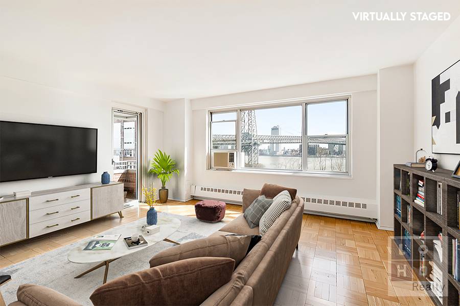 Beautifully renovated 2 bedroom apartment featuring lovely sunrises and fantastic views of the East River amp ; Williamsburg Bridge !