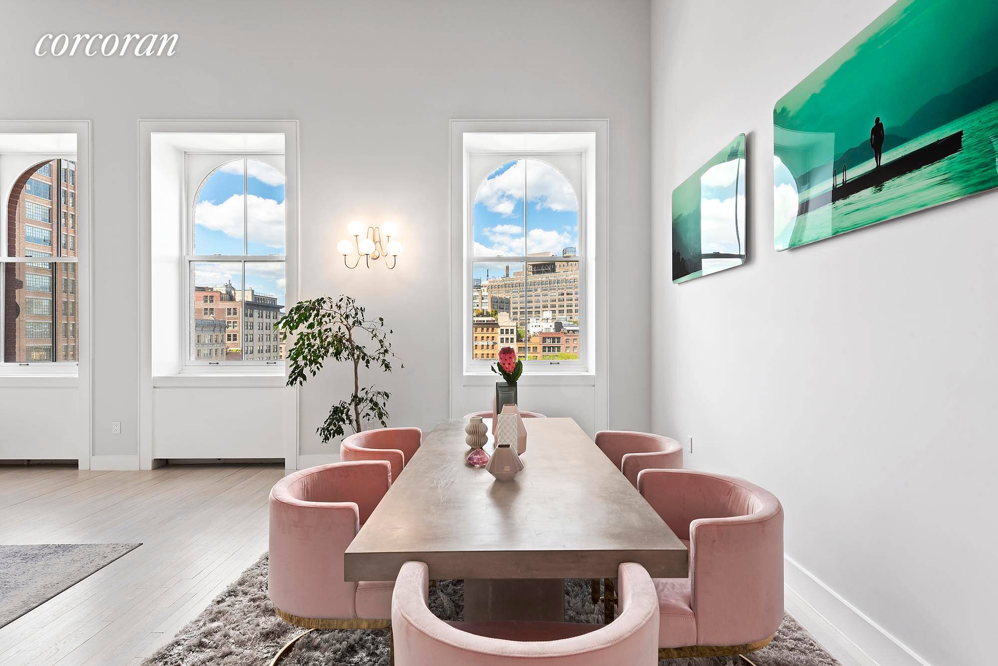 Impeccably renovated and beautifully positioned atop the famed Merchants House Condominium, this outstanding four bedroom, four bathroom triplex is a peerless, mint condition sanctuary in the heart of Tribeca.