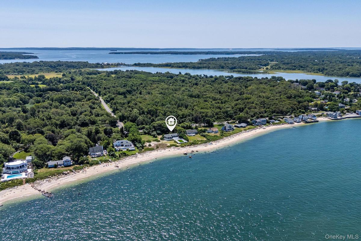 Aerial view of expansive coastline