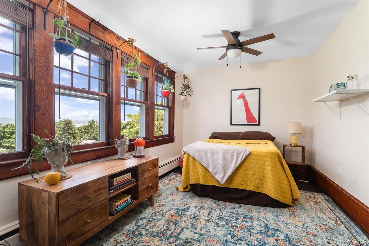 Master bedroom with views of the Hudson River.