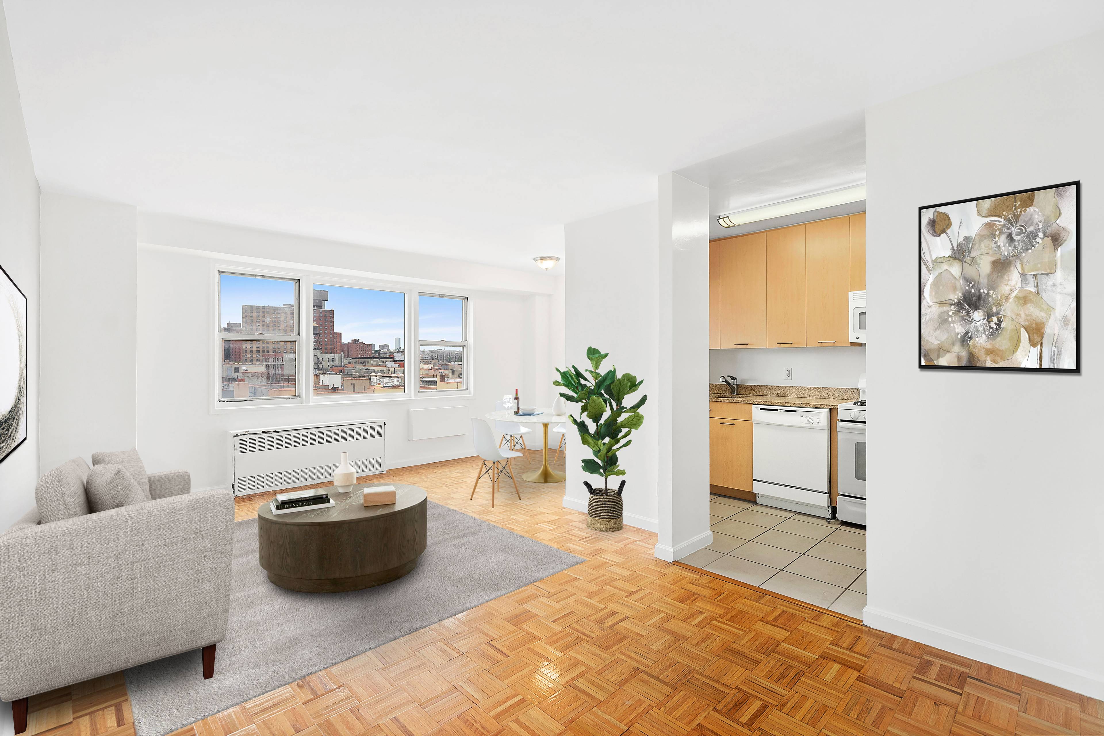 Apartment 16A is a sunny and spacious 1 bedroom apartment at Savoy Park in Harlem.