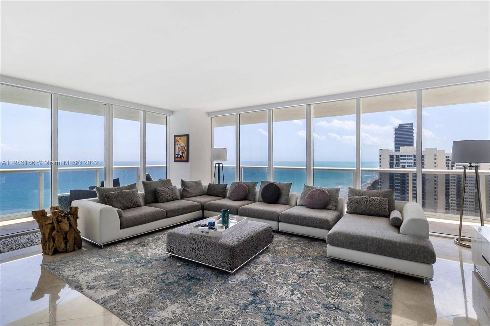 Beautiful Corner Unit South East direct ocean view, 3 bed 3 bath, Model B, marble floor throughout, completely furnished, Jacuzzi in master suite.