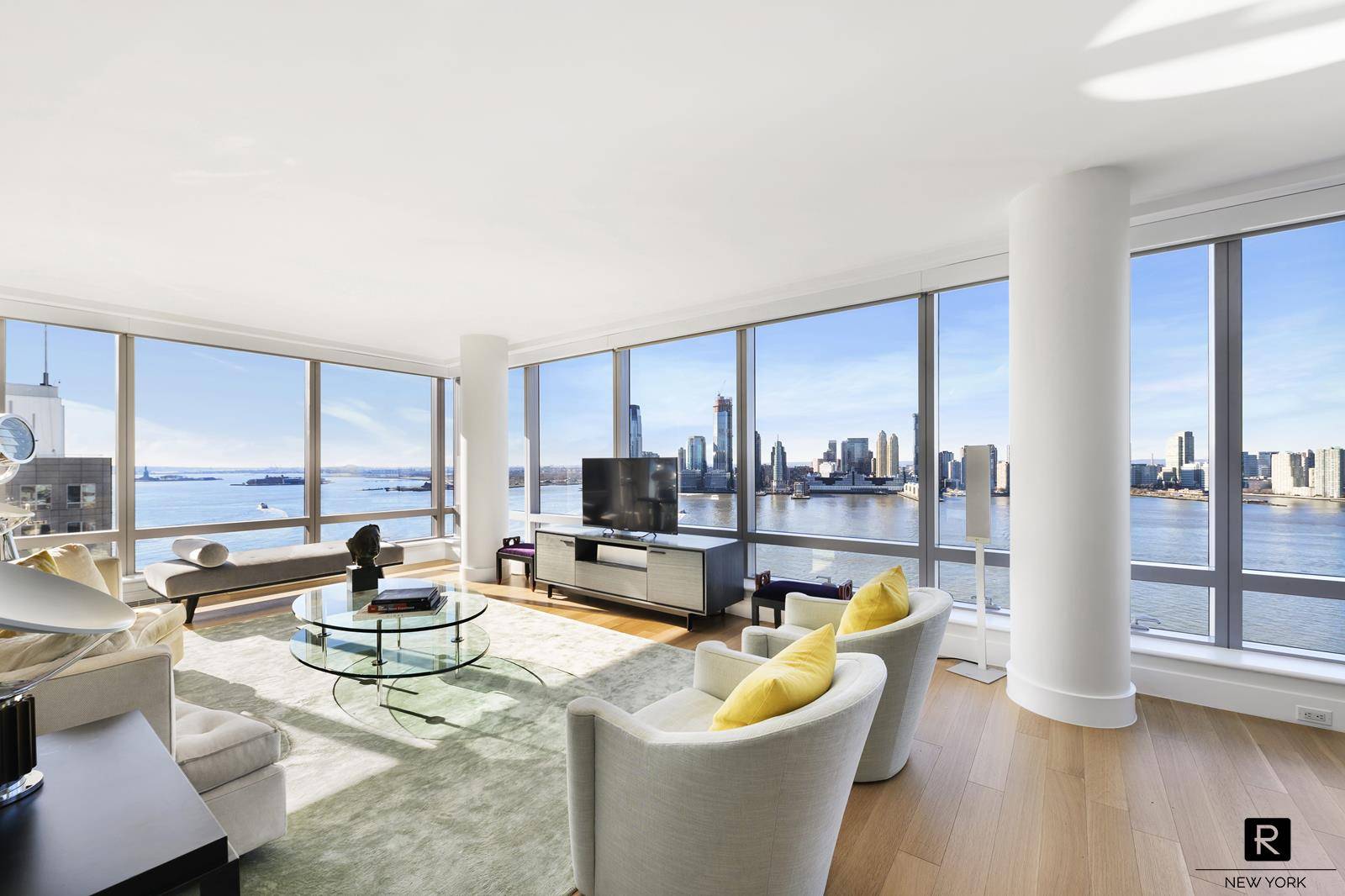 High floor two bedroom with unobstructed Hudson River views in the Riverhouse, the only LEED certified Green Condominium in the North Battery Park Tribeca West area.