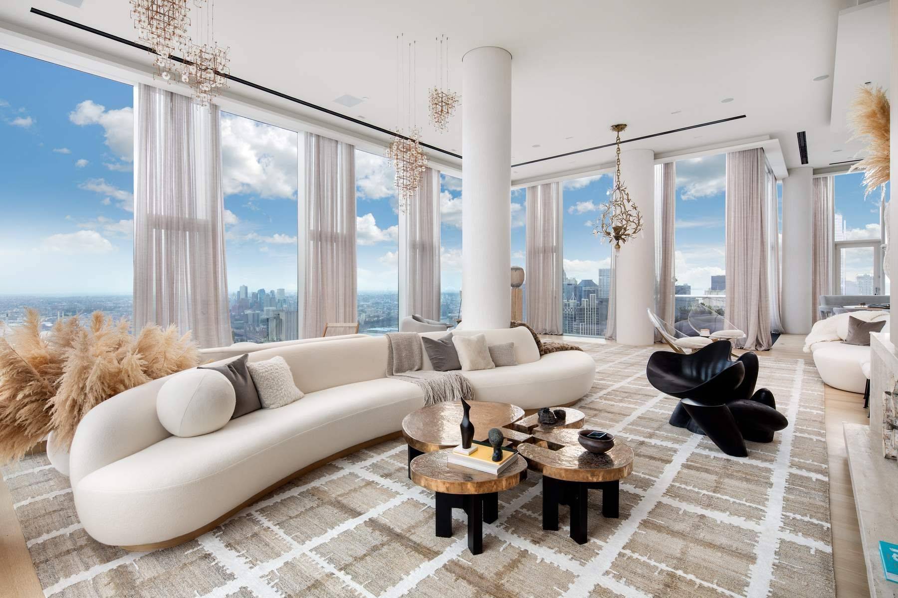 Rare opportunity to own a spectacular, one of a kind, full floor Penthouse in the heart of Tribeca, perched above the clouds on the 58th floor.