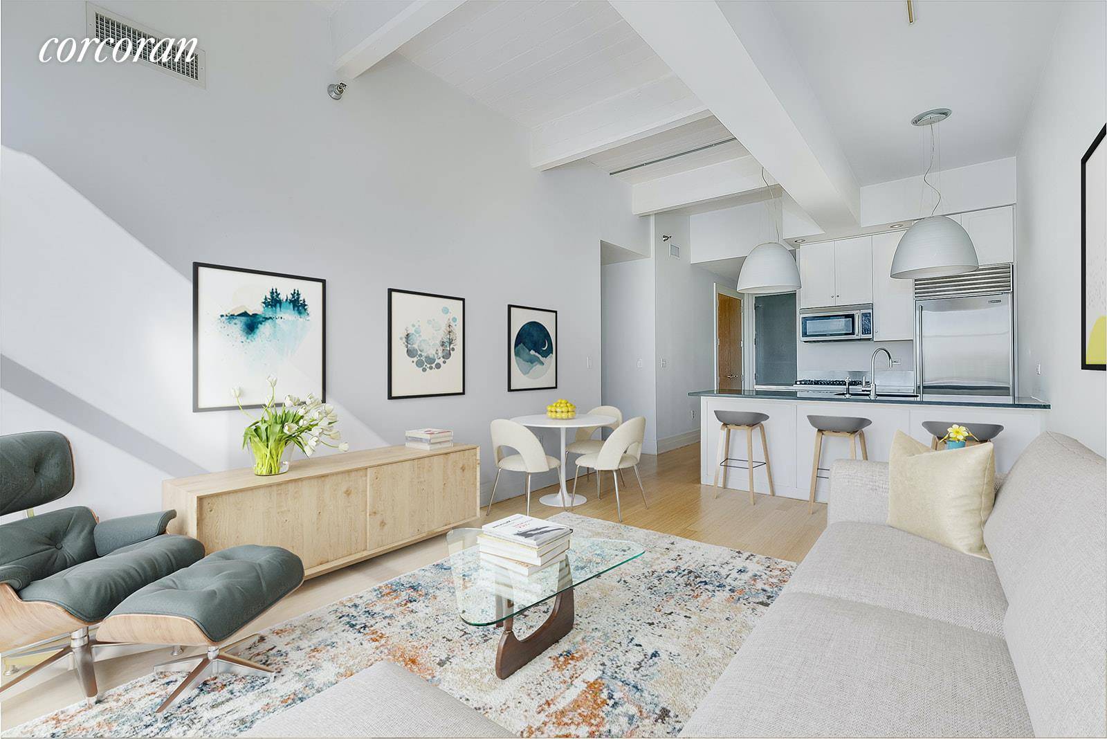 Authentic one bedroom loft offered for sale in one of DUMBO's most coveted condos, 70 Washington Street.