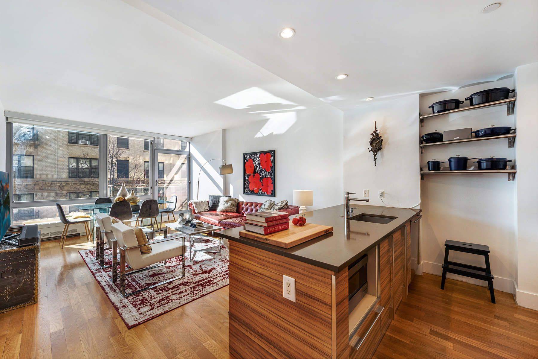 With open floor to ceiling windows overlooking an historic brownstone block in South Harlem, this upscale, loft life sun filled two bedroom two bath condo has generous living amp ; ...