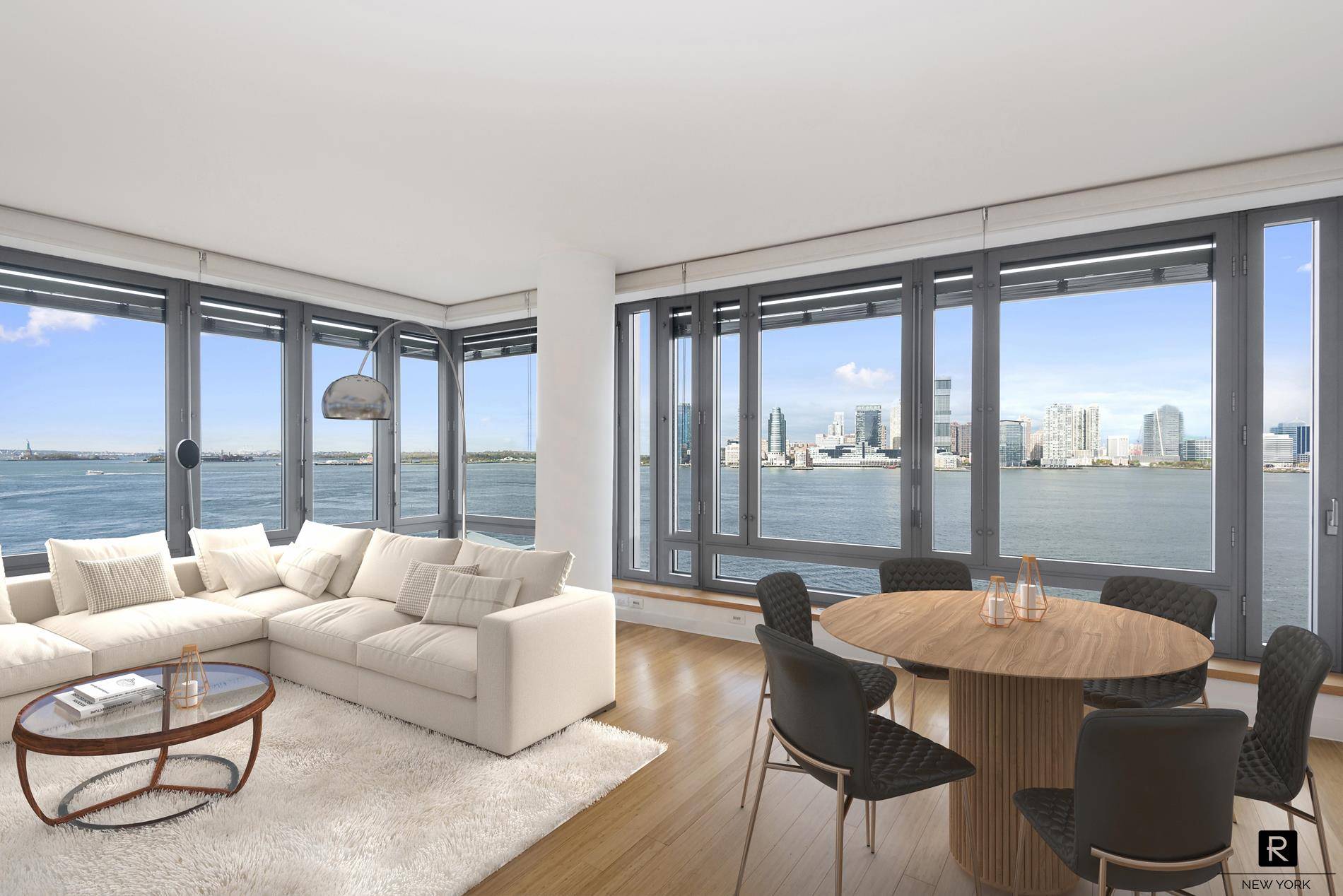 Spacious three bed four bath apartment in the Riverhouse, the only LEED certified Green condominium in North Battery Park West Tribeca.