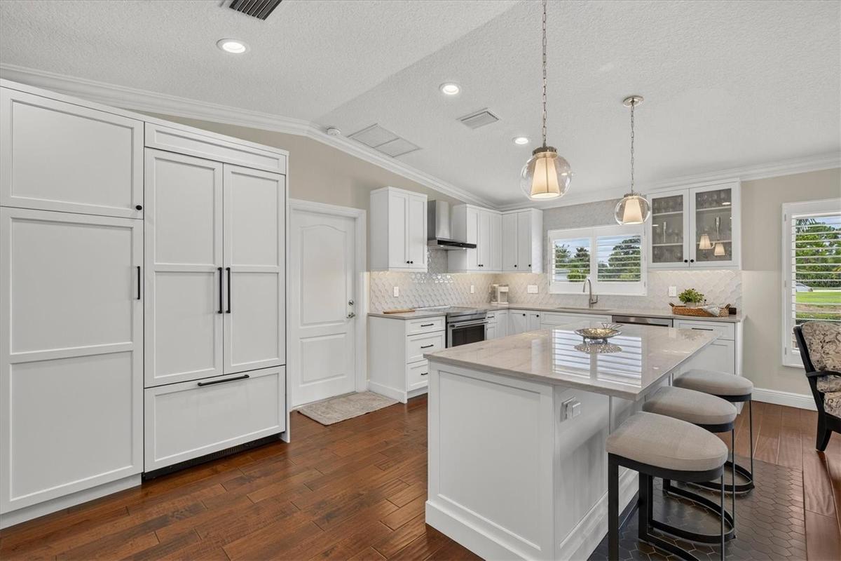 Custom kitchen with built-in refrigerator!