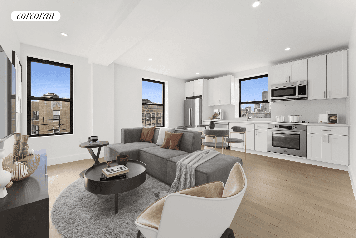 Apartment 1508 This beautifully configured, all new top floor corner residence welcomes you with its beautiful finishes, large windows, great kitchen amp ; bathroom, along with plentiful closet space.