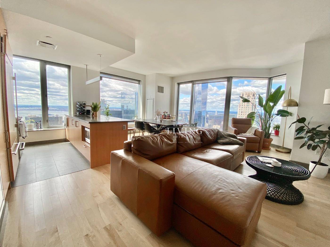 Brand New to market Big Corner 2 bedroom 2 bath apartment on the 73rd floor with amazing views of the Statue of Liberty, the Freedom Tower, Manhattan Skyline, and the ...