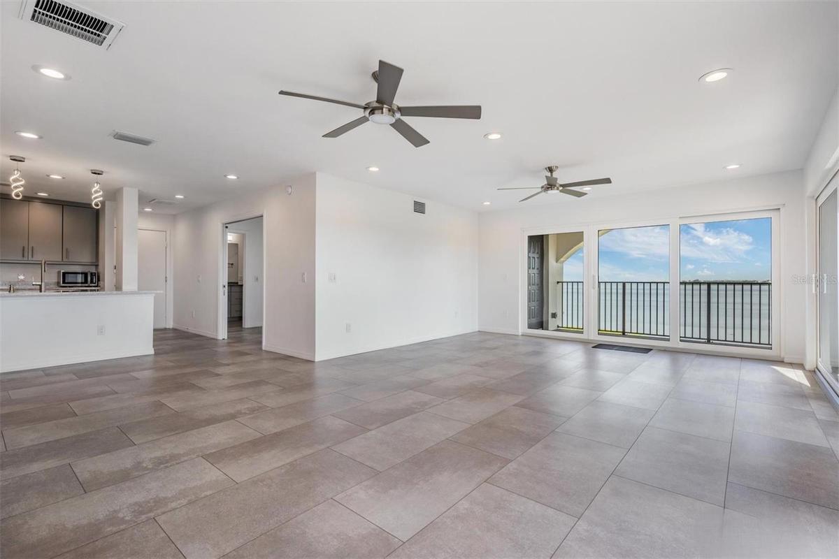 View from Dining Room to Living and Kitchen