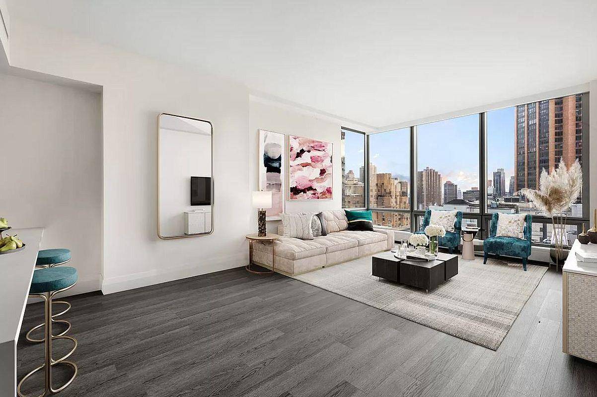 Open house daily by appointment 11 B offers Living Room views East and North over the city skyline and the Chrysler Building with warm and direct light throughout the day.